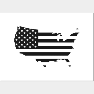 USA Flag - Black Posters and Art